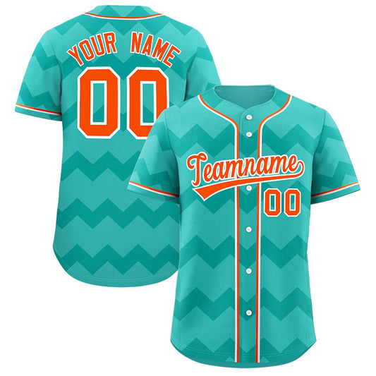 Custom Bright Green Orange-White Personalized Ripple Design Authentic Baseball Jersey