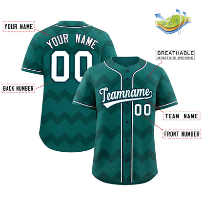 Custom Aqua White-Navy Personalized Ripple Design Authentic Baseball Jersey