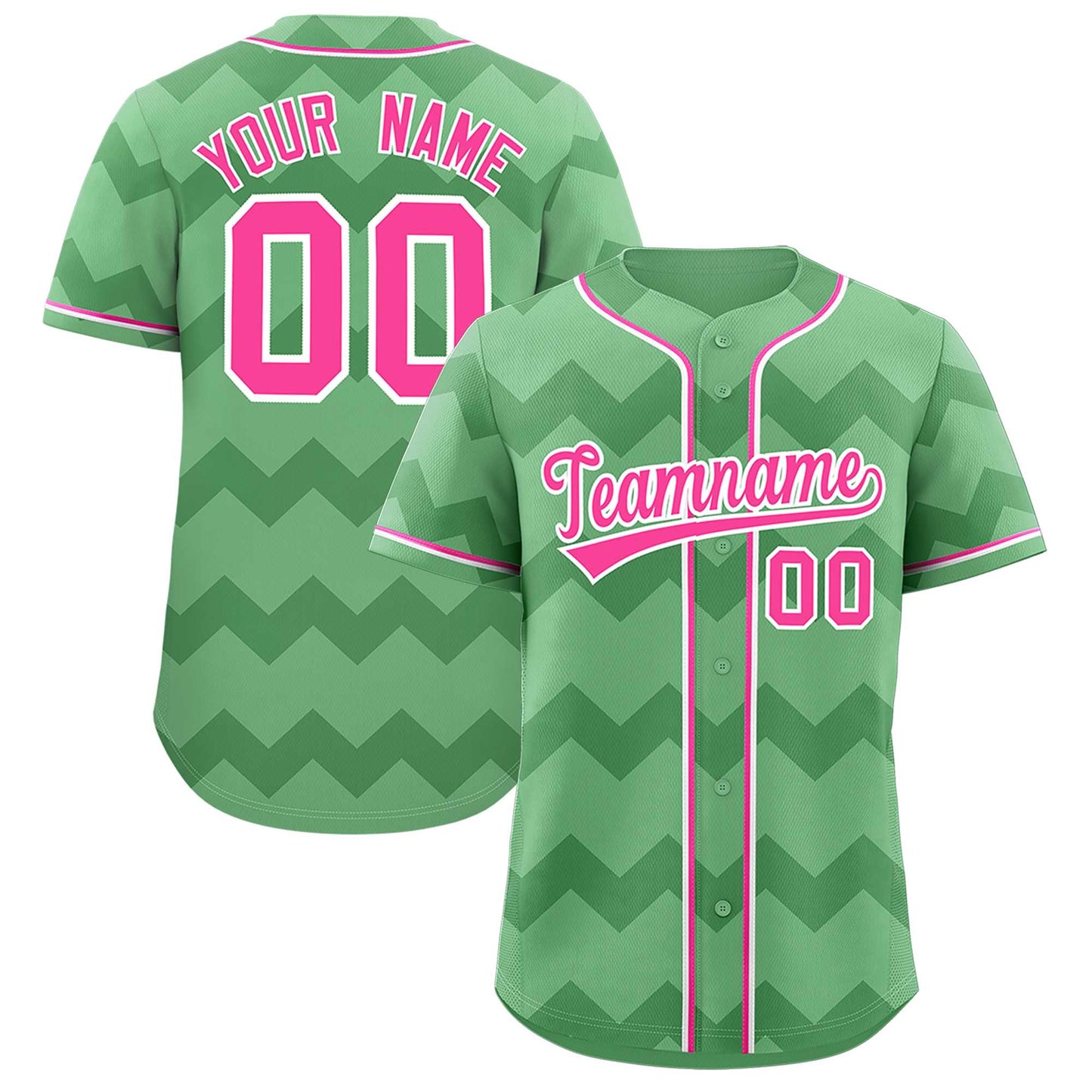 Custom Iguana Green Pink-White Personalized Ripple Design Authentic Baseball Jersey