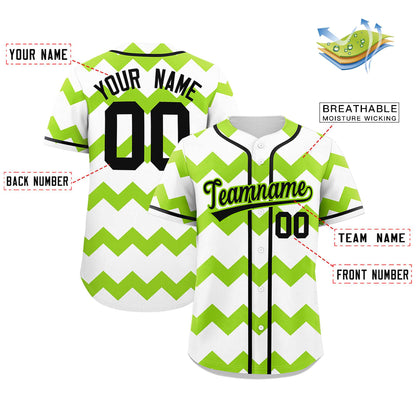 Custom White Green-Black Personalized Ripple Design Authentic Baseball Jersey