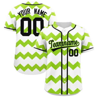 Custom White Green-Black Personalized Ripple Design Authentic Baseball Jersey