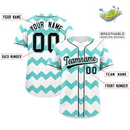 Custom White Bright Green-Black Personalized Ripple Design Authentic Baseball Jersey