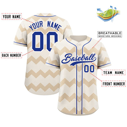 Custom Cream Royal-White Personalized Ripple Design Authentic Baseball Jersey