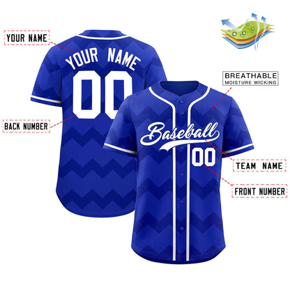 Custom Royal White Personalized Ripple Design Authentic Baseball Jersey