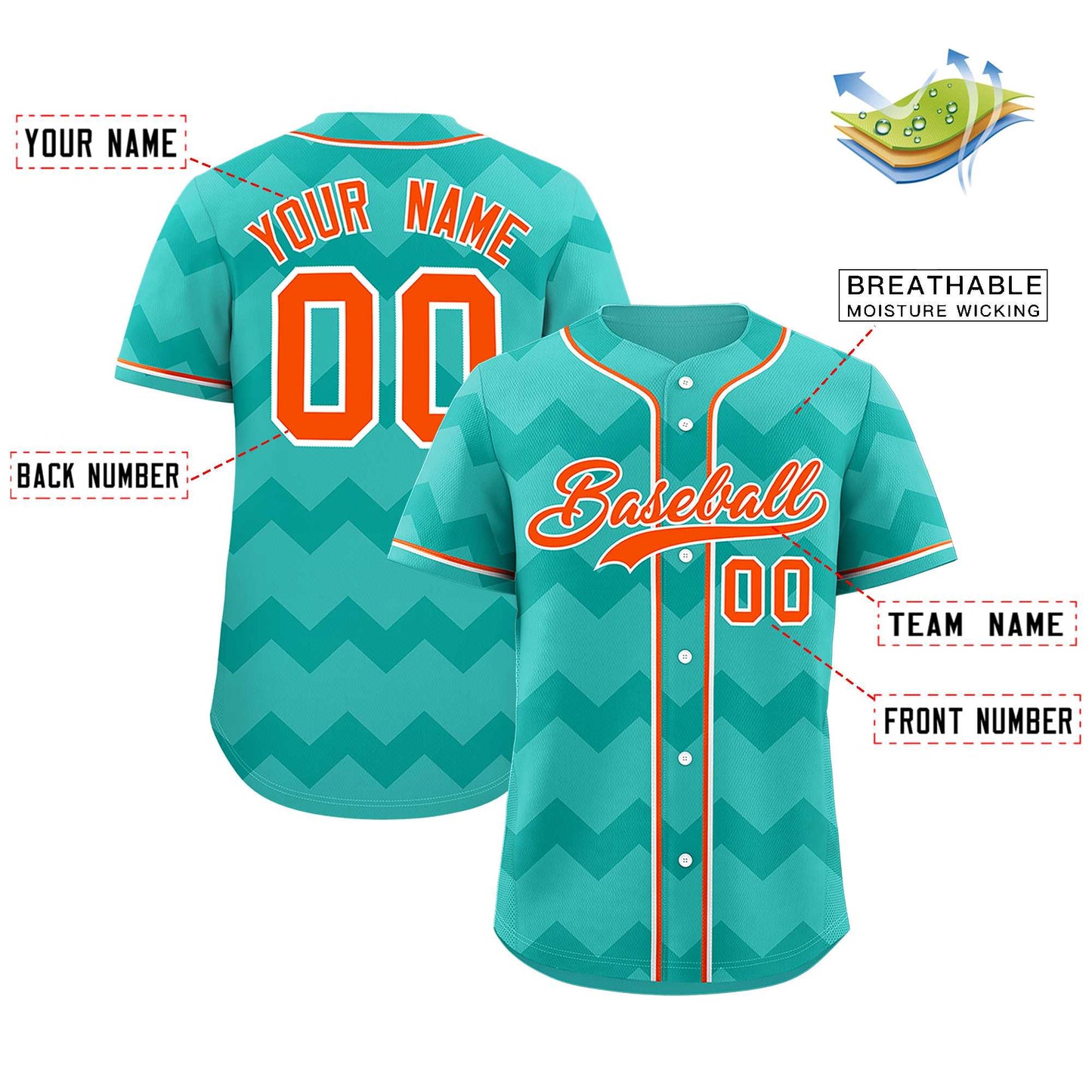 Custom Bright Green Orange-White Personalized Ripple Design Authentic Baseball Jersey