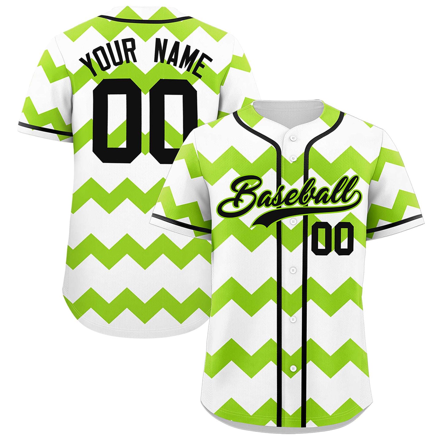 Custom White Green-Black Personalized Ripple Design Authentic Baseball Jersey