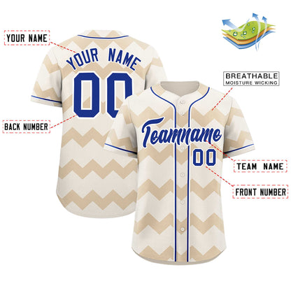 Custom Cream Royal-White Personalized Ripple Design Authentic Baseball Jersey