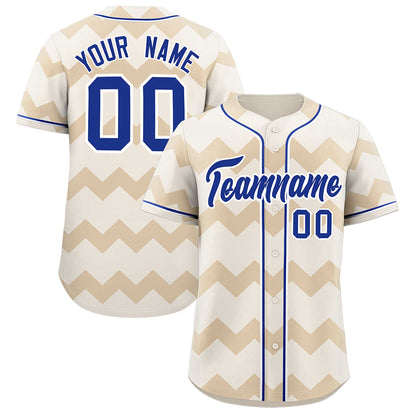 Custom Cream Royal-White Personalized Ripple Design Authentic Baseball Jersey