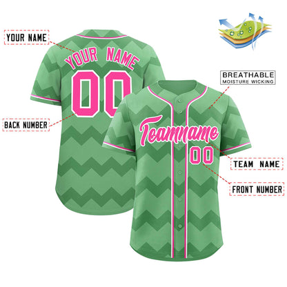 Custom Iguana Green Pink-White Personalized Ripple Design Authentic Baseball Jersey