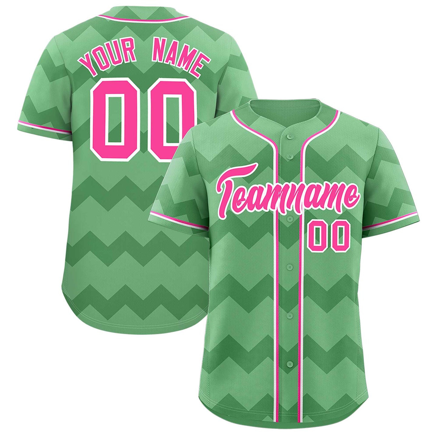 Custom Iguana Green Pink-White Personalized Ripple Design Authentic Baseball Jersey