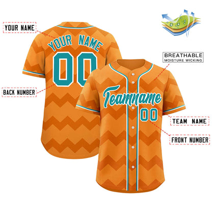 Custom Cadmium Orange Aqua-White Personalized Ripple Design Authentic Baseball Jersey