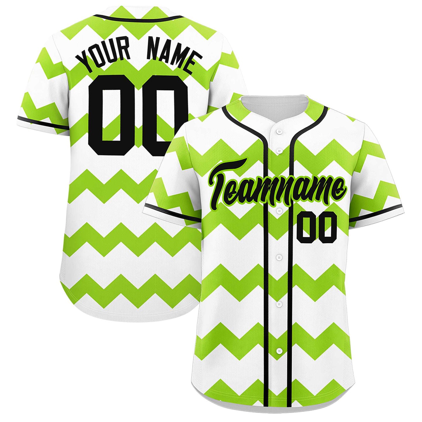 Custom White Green-Black Personalized Ripple Design Authentic Baseball Jersey