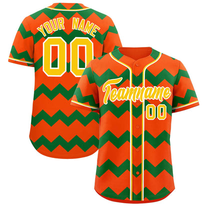 Custom Orange Kelly Green-Gold Personalized Ripple Design Authentic Baseball Jersey