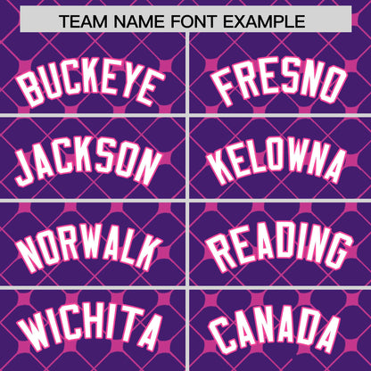 Custom Purple Black-Pink Personalized Plaid Design Authentic Baseball Jersey