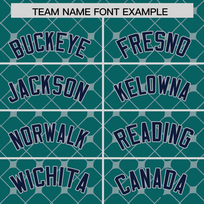 Custom Aqua Navy-Gray Personalized Plaid Design Authentic Baseball Jersey