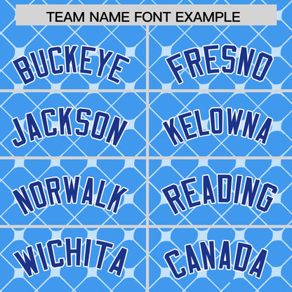 Custom Powder Blue Royal-White Personalized Plaid Design Authentic Baseball Jersey