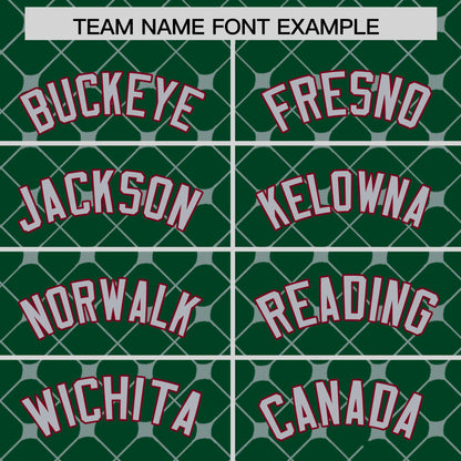 Custom Green Crimson-Gray Personalized Plaid Design Authentic Baseball Jersey