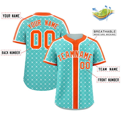 Custom Bright Green Orange-White Personalized Plaid Design Authentic Baseball Jersey