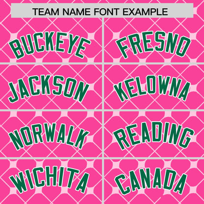 Custom Pink Kelly Green-White Personalized Plaid Design Authentic Baseball Jersey