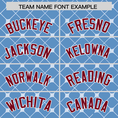 Custom Light Blue Crimson-White Personalized Plaid Design Authentic Baseball Jersey