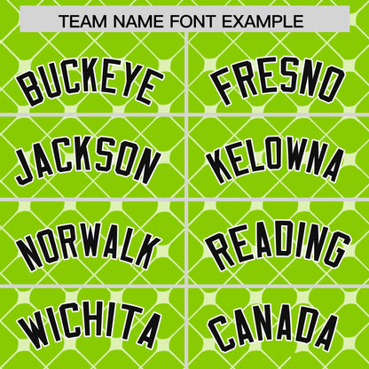 Custom Neon Green Black-White Personalized Plaid Design Authentic Baseball Jersey