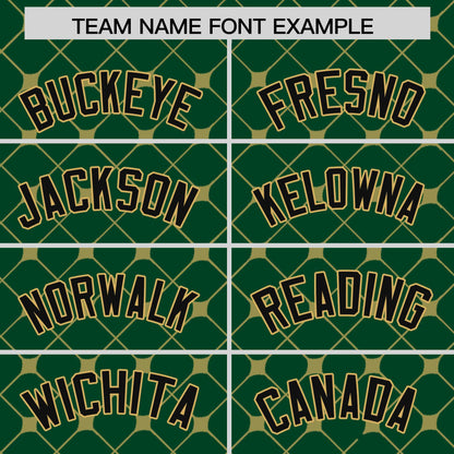 Custom Green Black-Old Gold Personalized Plaid Design Authentic Baseball Jersey