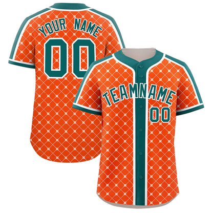 Custom Orange Aqua-White Personalized Plaid Design Authentic Baseball Jersey