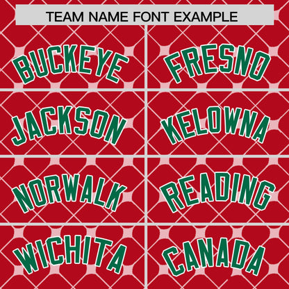 Custom Red Kelly Green-White Personalized Plaid Design Authentic Baseball Jersey