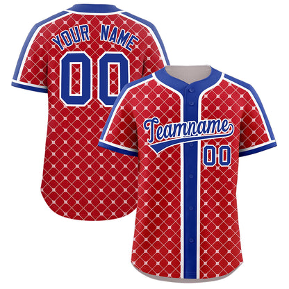 Custom Red Royal-White Personalized Plaid Design Authentic Baseball Jersey