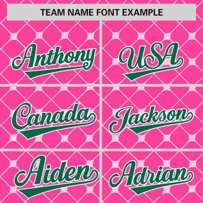 Custom Pink Kelly Green-White Personalized Plaid Design Authentic Baseball Jersey