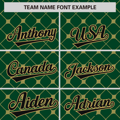 Custom Green Black-Old Gold Personalized Plaid Design Authentic Baseball Jersey