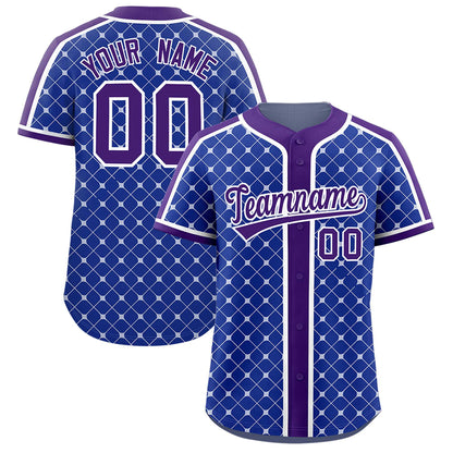 Custom Royal Purple-White Personalized Plaid Design Authentic Baseball Jersey