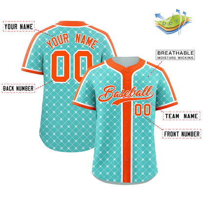 Custom Bright Green Orange-White Personalized Plaid Design Authentic Baseball Jersey