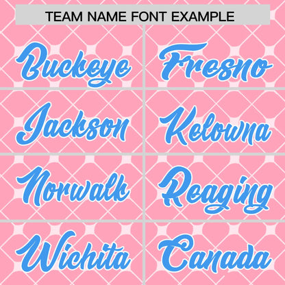 Custom Light Pink Powder Blue-White Personalized Plaid Design Authentic Baseball Jersey