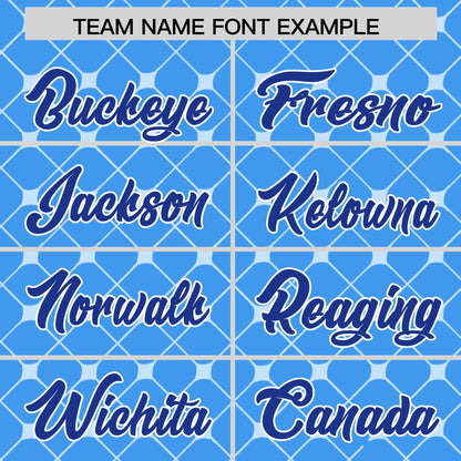 Custom Powder Blue Royal-White Personalized Plaid Design Authentic Baseball Jersey