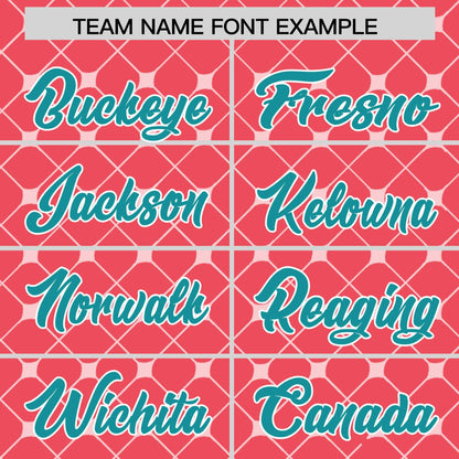 Custom Light Red Aqua-White Personalized Plaid Design Authentic Baseball Jersey