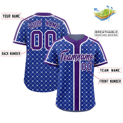 Custom Royal Purple-White Personalized Plaid Design Authentic Baseball Jersey