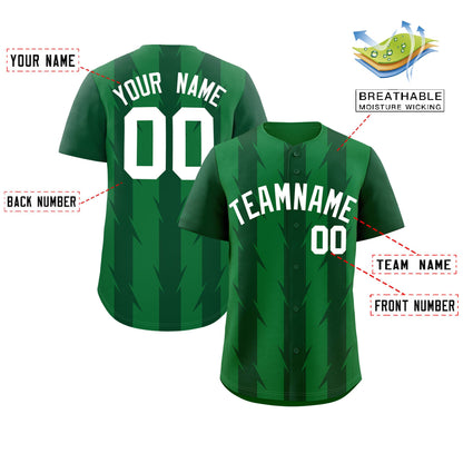 Custom Kelly Green Green Raglan Sleeves Blade Pattern Authentic Baseball Jersey