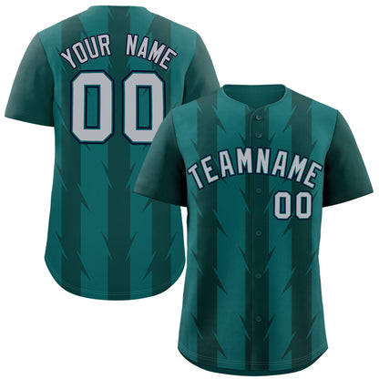 Custom Aqua Midnight Green Raglan Sleeves Blade Pattern Authentic Baseball Jersey