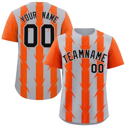 Custom Gray Orange Raglan Sleeves Blade Pattern Authentic Baseball Jersey