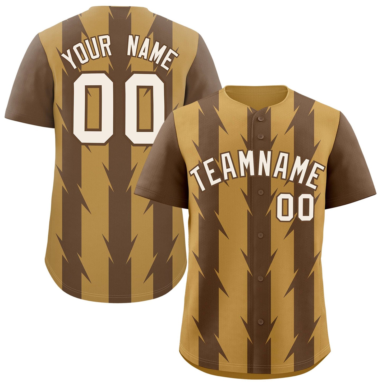 Custom Old Gold Light Brown Raglan Sleeves Blade Pattern Authentic Baseball Jersey