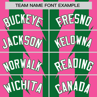 Custom Pink Kelly Green Raglan Sleeves Blade Pattern Authentic Baseball Jersey