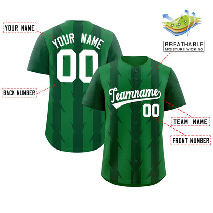 Custom Kelly Green Green Raglan Sleeves Blade Pattern Authentic Baseball Jersey