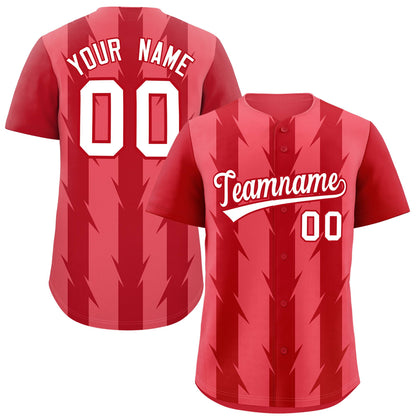 Custom Light Red Red Raglan Sleeves Blade Pattern Authentic Baseball Jersey