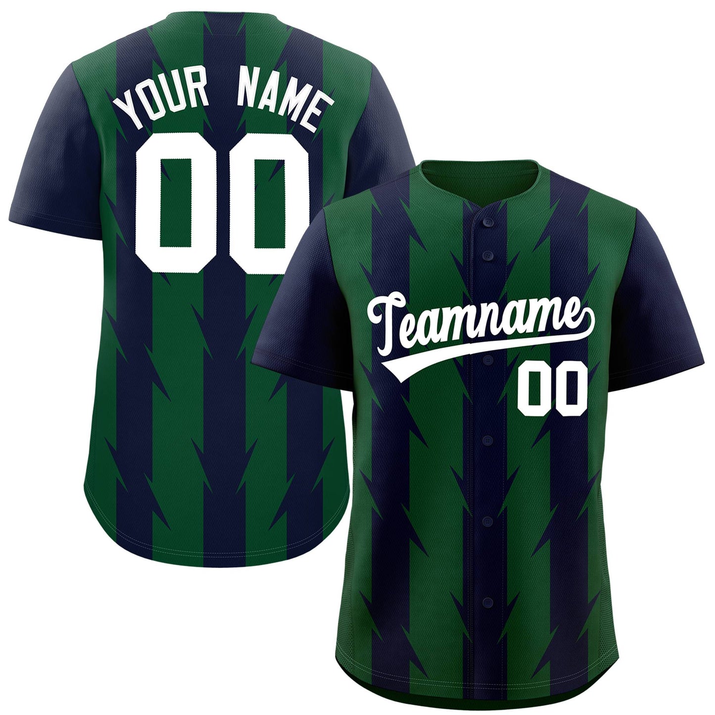 Custom Green Navy Raglan Sleeves Blade Pattern Authentic Baseball Jersey