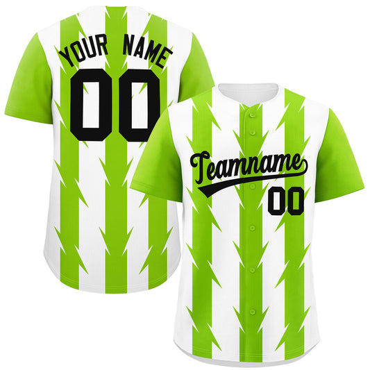 Custom White Neon Green Raglan Sleeves Blade Pattern Authentic Baseball Jersey