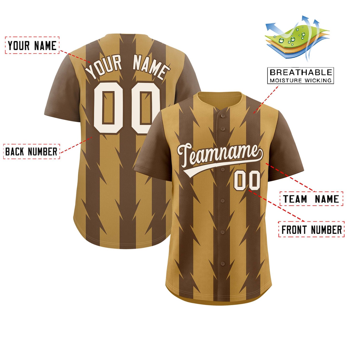 Custom Old Gold Light Brown Raglan Sleeves Blade Pattern Authentic Baseball Jersey