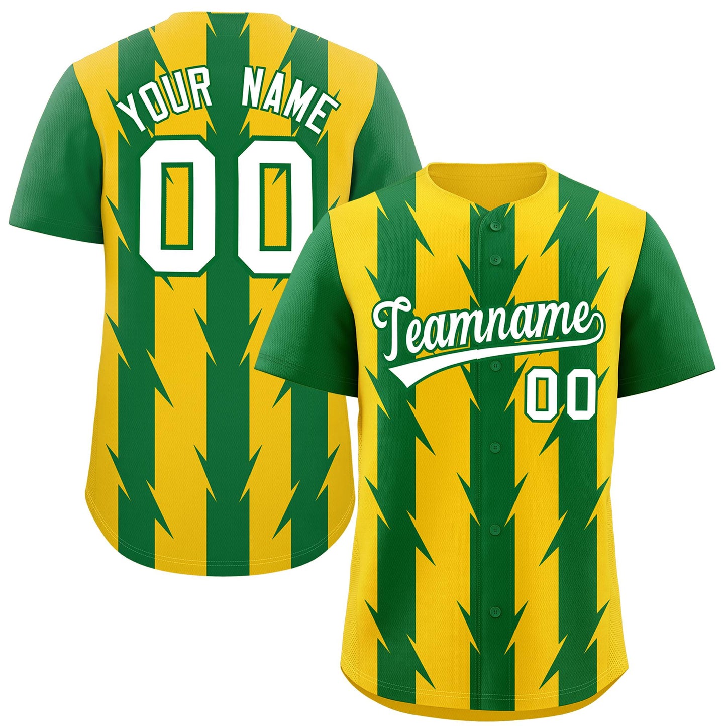 Custom Gold Kelly Green Raglan Sleeves Blade Pattern Authentic Baseball Jersey