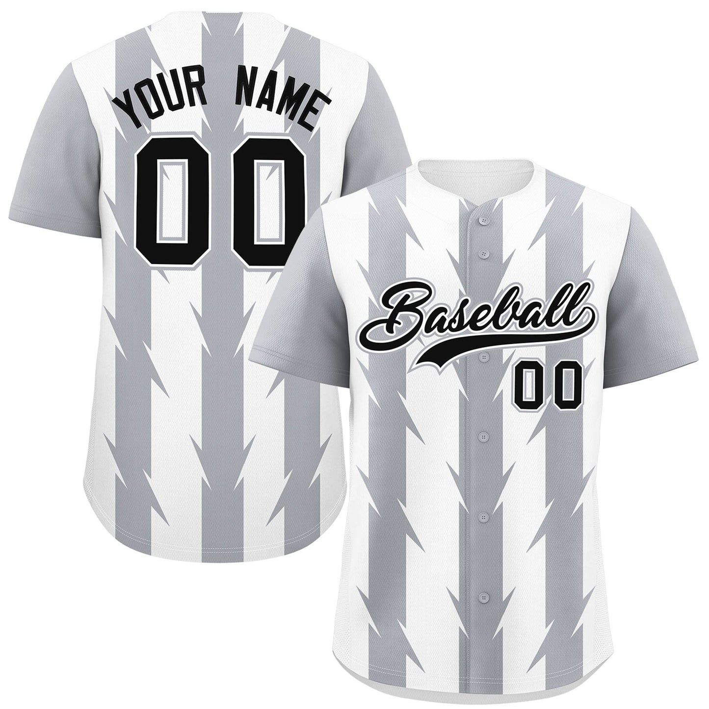 Custom White Gray Raglan Sleeves Blade Pattern Authentic Baseball Jersey