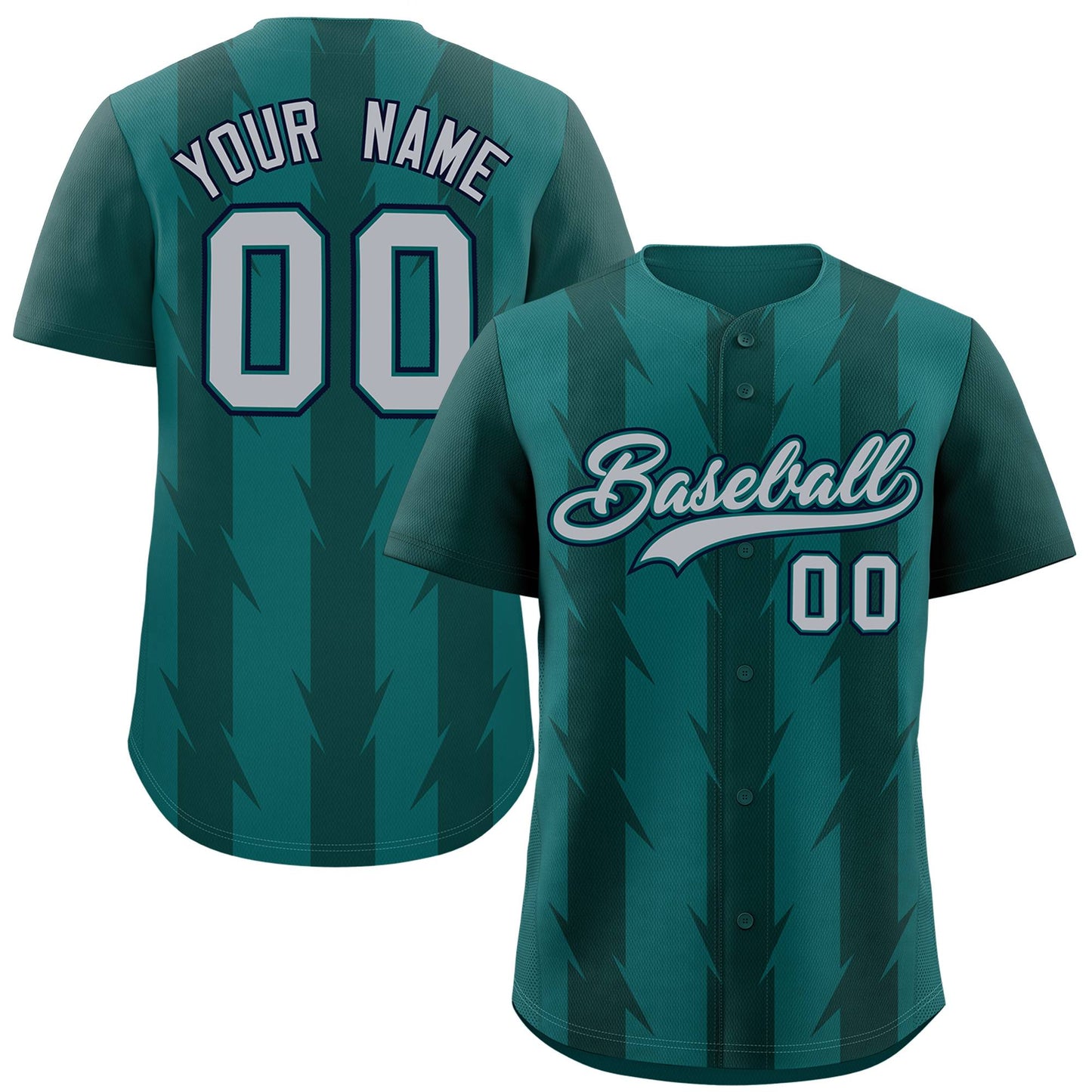 Custom Aqua Midnight Green Raglan Sleeves Blade Pattern Authentic Baseball Jersey